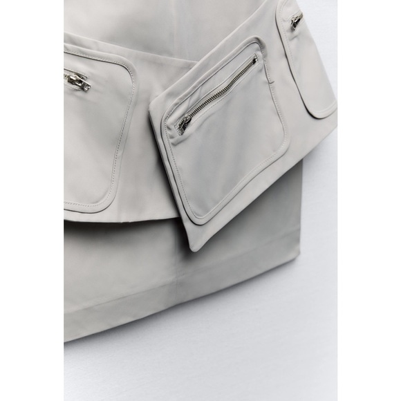 New! Zara small belted sleeveless mini dress with pockets in stone color. - Picture 16 of 16